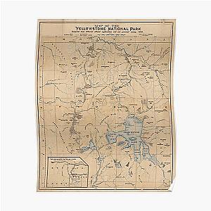 Vintage Map of Yellowstone National Park (1889) Poster RB1608