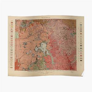 Old Yellowstone Geological Map (1904) Vintage National Park Geology Atlas Poster RB1608