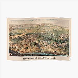 Vintage Pictorial Map of Yellowstone Park (1904) Poster RB1608