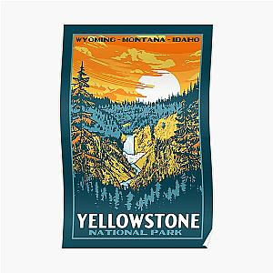 Vintage Yellowstone National Park WPA-Style Lower Falls Poster Graphic Poster RB1608