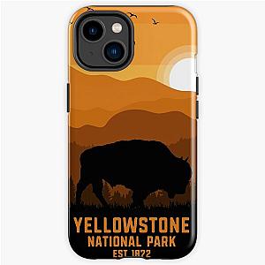 Vintage Retro Yellowstone National Park Wyoming USA Bison 80s 70s Style iPhone Tough Case RB1608