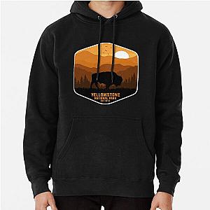 Vintage Retro Yellowstone National Park Wyoming USA Bison 80s 70s Style Pullover Hoodie RB1608