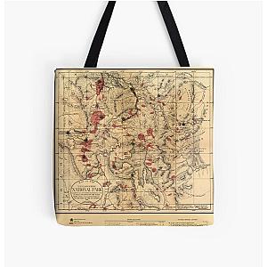 Map Of Yellowstone 1881 All Over Print Tote Bag RB1608