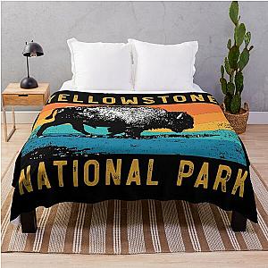 Vintage Yellowstone National Park Gifts Usa Bison Buffalo Throw Blanket RB1608