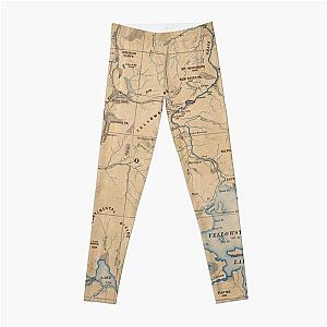 Vintage Map of Yellowstone National Park (1889) Leggings RB1608