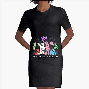 Graffiti Monste Sticker Graphic T-Shirt Dress