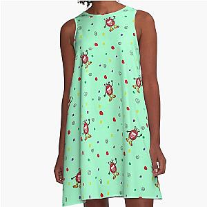 Green Googly Eyed Monster Confetti  A-Line Dress