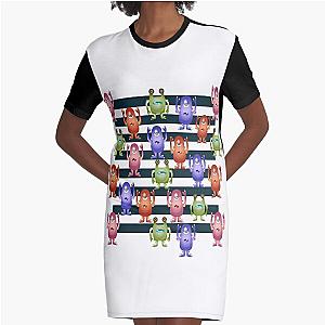 Bright pattern with nice monsters and stripes  Graphic T-Shirt Dress