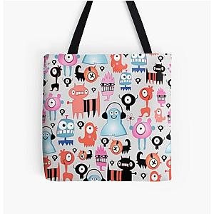 Fun Funky Monsters Pattern All Over Print Tote Bag