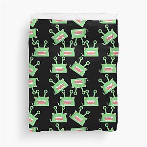 green alien monster pattern black Duvet Cover