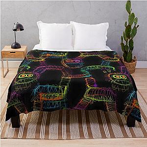 Neon monster lights in the dark Throw Blanket