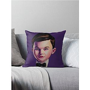 Young Sheldon with bow tie watercolor painting Throw Pillow