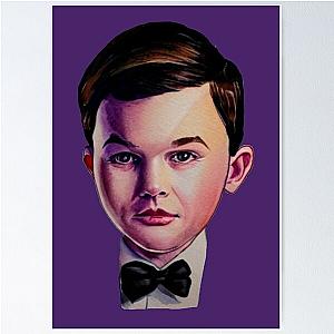 Young Sheldon with bow tie watercolor painting Poster