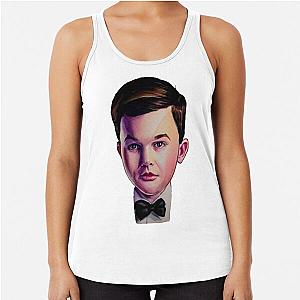 Young Sheldon with bow tie watercolor painting Racerback Tank Top