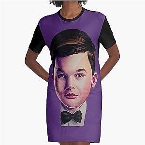 Young Sheldon with bow tie watercolor painting Graphic T-Shirt Dress