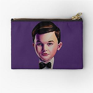 Young Sheldon with bow tie watercolor painting Zipper Pouch