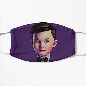 Young Sheldon with bow tie watercolor painting Flat Mask