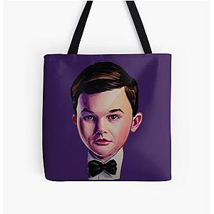 Young Sheldon with bow tie watercolor painting All Over Print Tote Bag