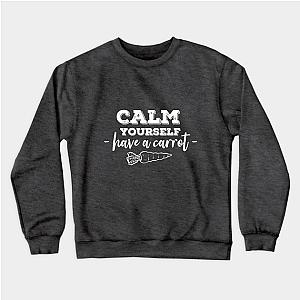 TommyInnit Sweatshirts - have a carrot calm yourself Tommyinnit Quote (white) Sweatshirt TP2409