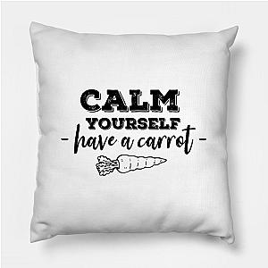 TommyInnit Pillows - Have a carrot calm yourself Tommyinnit Quote (black) Pillow TP2409