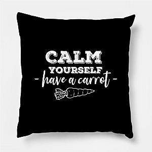 TommyInnit Pillows - have a carrot calm yourself Tommyinnit Quote (white) Pillow TP2409