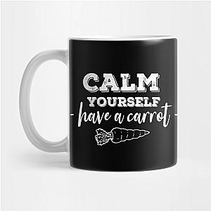 TommyInnit Mugs - have a carrot calm yourself Tommyinnit Quote (white) Mug TP2409