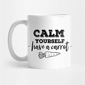 TommyInnit Mugs - Have a carrot calm yourself Tommyinnit Quote (black) Mug TP2409