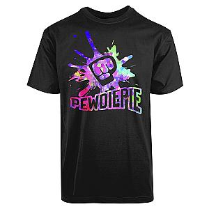 PewDiePie T-Shirts - PewDiePie Colorful Printed Logo Black T-Shirt PM