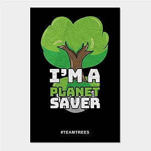 Mr Beast Posters - Nice Vintage Planet Saver teamtrees Poster TP0712