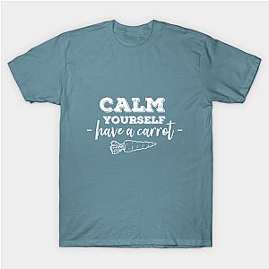 TommyInnit T-Shirts - Have a carrot calm yourself Tommyinnit Quote (white)  T-shirt TP2409