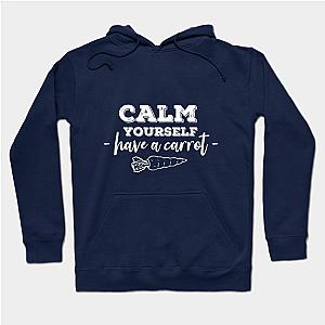 TommyInnit Hoodies - have a carrot calm yourself Tommyinnit Quote (white) Hoodie TP2409