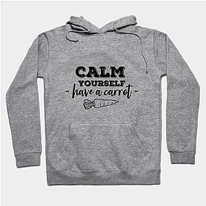 TommyInnit Hoodies - Have a carrot calm yourself Tommyinnit Quote (black) Hoodie TP2409