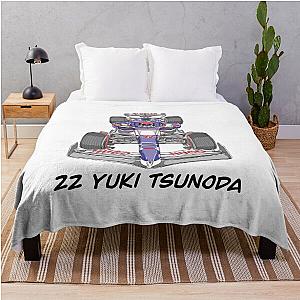 Sketching F1 Car and Driver Yuki Tsunoda Throw Blanket