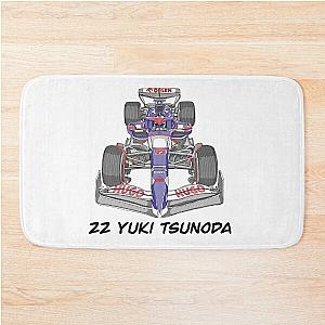 Sketching F1 Car and Driver Yuki Tsunoda Bath Mat