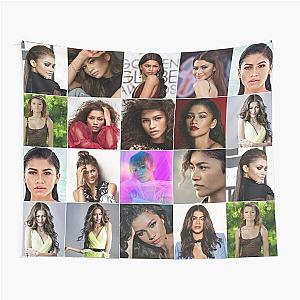 Zendaya Cute Photo Collage Tapestry