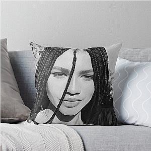 Black White Zendaya Painting Throw Pillow