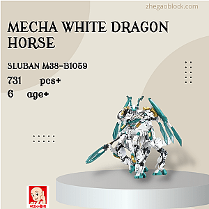 Sluban Block M38-B1059 Mecha White Dragon Horse Movies and Games
