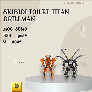 MOC Factory Block 89149 Skibidi Toilet Titan Drillman Movies and Games