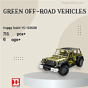 HAPPY BUILD Block YC-23039 Green Off-road Vehicles Technician