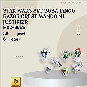 MOC Factory Block 89175 Star Wars set Boba Jango Razor Crest Mando N1 Justifier Star Wars