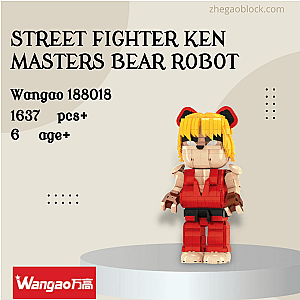 Wangao Block 188018 Street Fighter Ken Masters Bear Robot Movies and Games