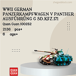 QUANGUAN Block 100252 WWII German Panzerkampfwagen V Panther Ausführüng G Sd.Kfz.171 Military