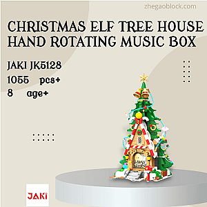 JAKI Block JK5128 Christmas Elf Tree House Hand Rotating Music Box Creator Expert