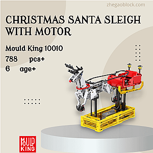 MOULD KING Block 10010 Christmas Santa Sleigh With Motor Creator Expert