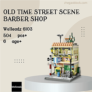 Welleadz Block 6103 Old Time Street Scene Barber Shop Modular Building