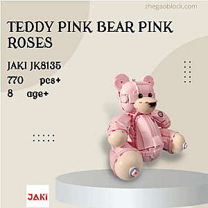 JAKI Block JK8135 Teddy Pink Bear Pink Roses Creator Expert