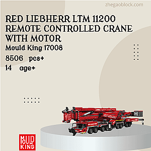 MOULD KING Block 17008 Red Liebherr LTM 11200 Remote Controlled Crane With Motor Technician