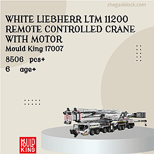 MOULD KING Block 17007 White Liebherr LTM 11200 Remote Controlled Crane With Motor Technician