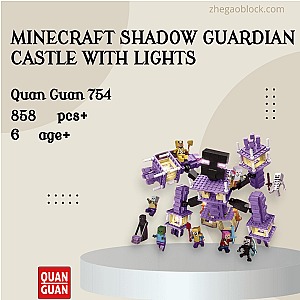 QUANGUAN Block 754 Minecraft Shadow Guardian Castle with Lights Creator Expert