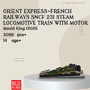 MOULD KING Block 12025 Orient Express-French Railways SNCF 231 Steam Locomotive Train With Motor Technician